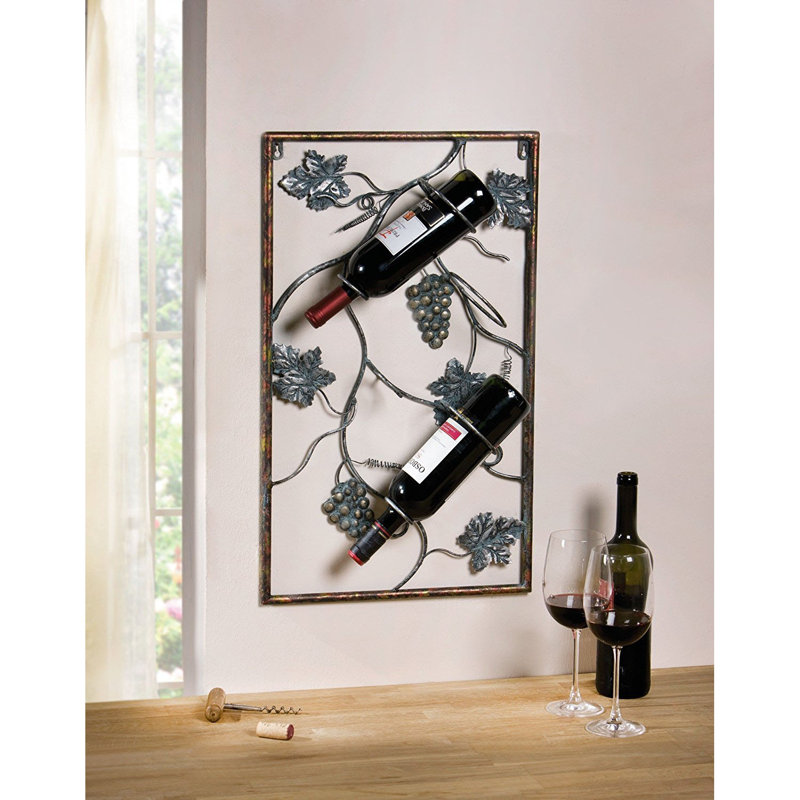 Fleur De Lis Living Kay Metal 3 Bottle Wall Mounted Wine